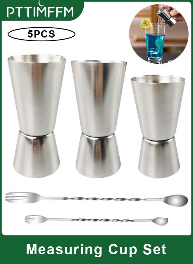 PTTIMFFM Stainless Steel Measuring Cup Set, Dual-Sided Liquid Measures & Long Handle Stirrers for Home and Party Use - Image 1